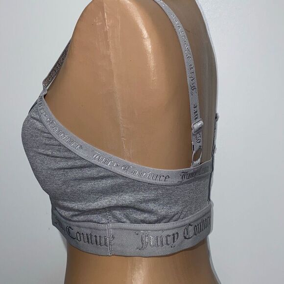 Juicy Couture Women's Gray Heather Spell Out Non-Wire Stretch Brallette Medium - Picture 3 of 9